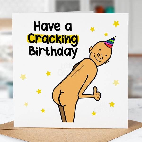 Funny Rude Birthday Card, Cracking Birthday, Dad, Friend, Son, Uncle, Brother