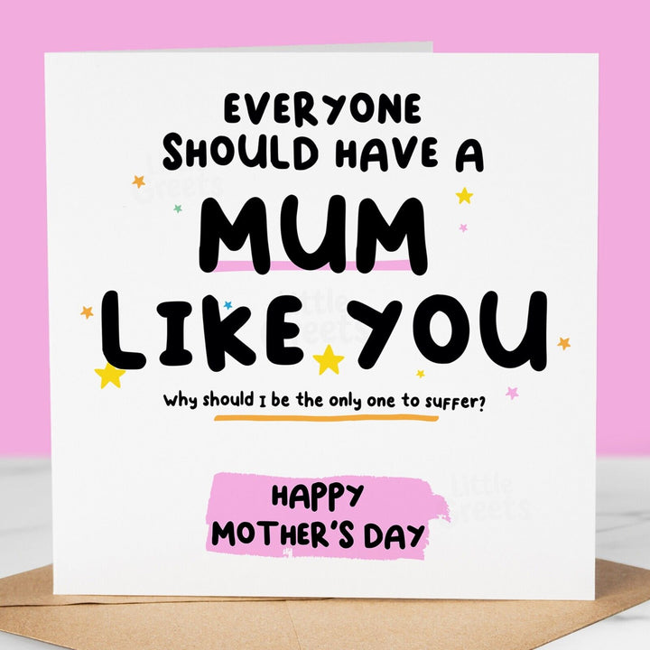 Funny Mothers Day Card, mum like you, Pun, Quirky Cute Greeting Card for mum