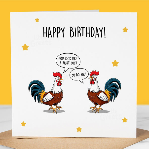 Funny Birthday Card - look a right c*ck, for friend, brother, sister, dad, son