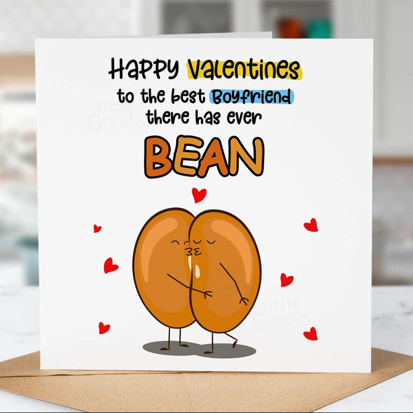 Funny Valentines Day Card, Best Boyfriend there has ever Bean, For Him Kissing