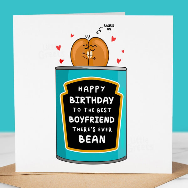 Funny Birthday Card, best BOYFRIEND theres ever bean, pun card for BOYFRIEND