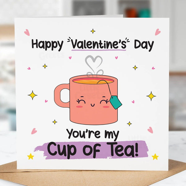Funny Valentines Day Card, Cup of tea, For Boyfriend, Girlfriend, Wife, Husband