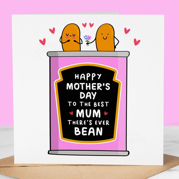 Funny Mothers Day Card, best mum bean flowers, Cute Mother's Day Card for mum