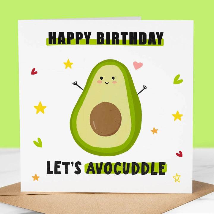 Funny Birthday Card, Avocuddle, Cute, for boyfriend, girlfriend, wife, husband