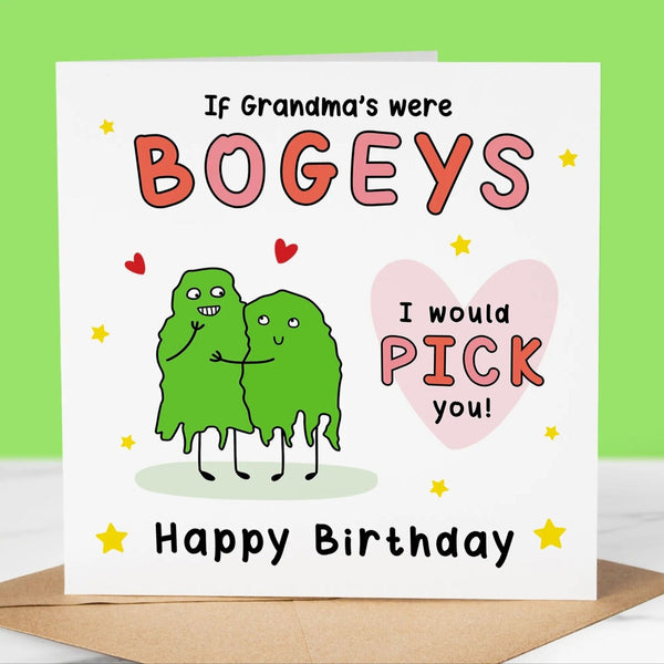 Funny Birthday Card, If Grandmas were bogeys, Fun Birthday Greeting, For Him