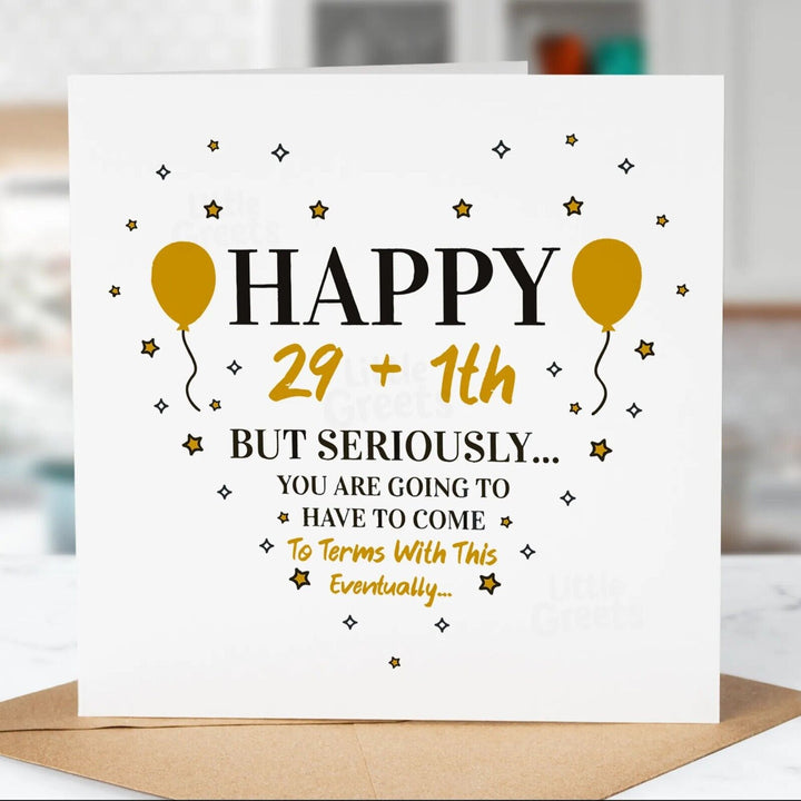 Funny Birthday Card, 29 + 1, Daughter, Friend, Son, Cousin, Aunty