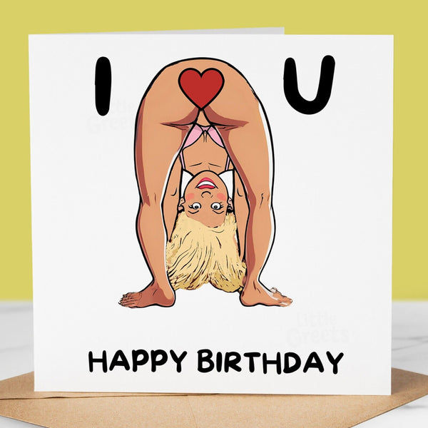 Funny Birthday Card - I Love u 2 for friend, mum, sister, Aunty, grandma