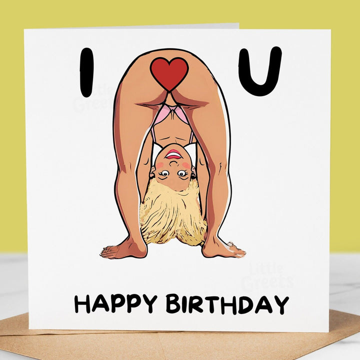 Funny Birthday Card - I Love u 2 for friend, mum, sister, Aunty, grandma