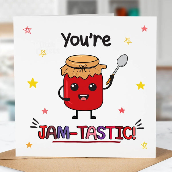Funny Birthday Card, Jamtastic, for Mum, Dad, Friend, Son, Daughter, nephew