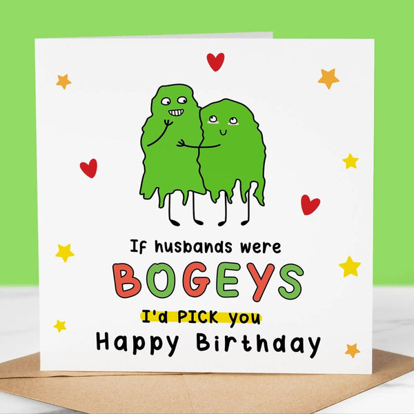 Funny Birthday Card, If Husbands were bogeys, Fun Birthday Greeting, For Him