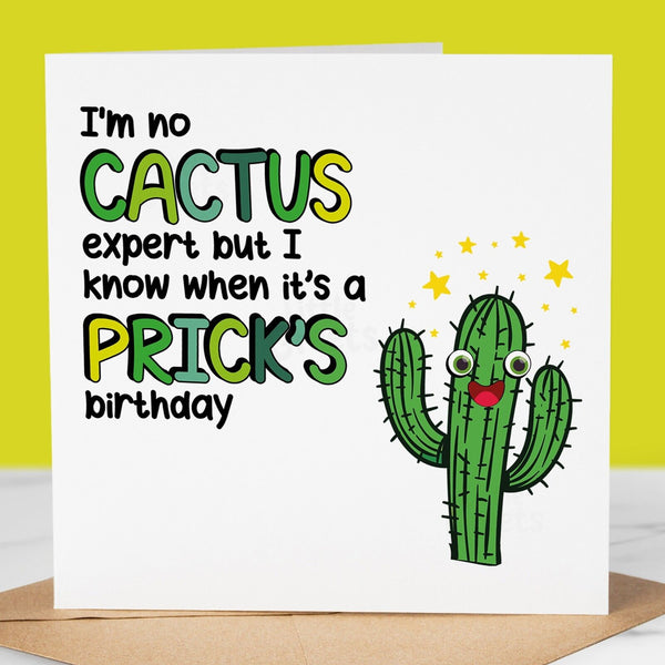 Funny Cactus Birthday Card – Humorous Card for Friend, Dad, Sister, or Brother