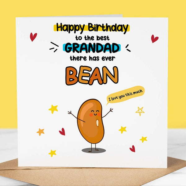 Best Grandad there's ever Bean 3, Funny Birthday Card, Fun Birthday Greeting