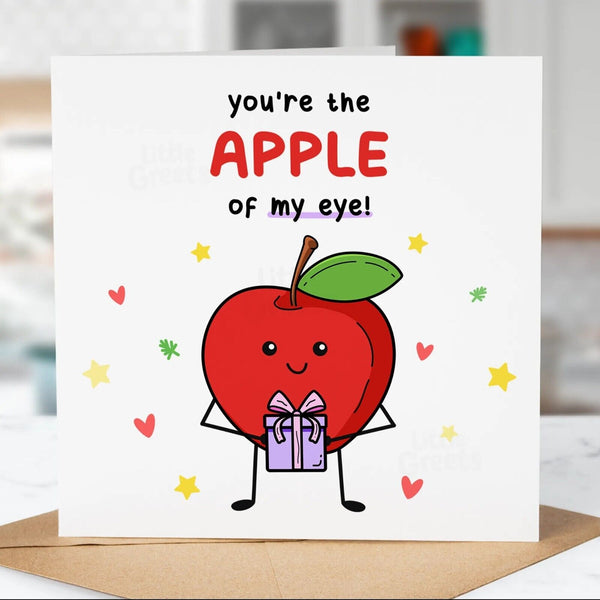Funny Birthday Card, Apple of my eye, Boyfriend, Girlfriend, Wife, Husband