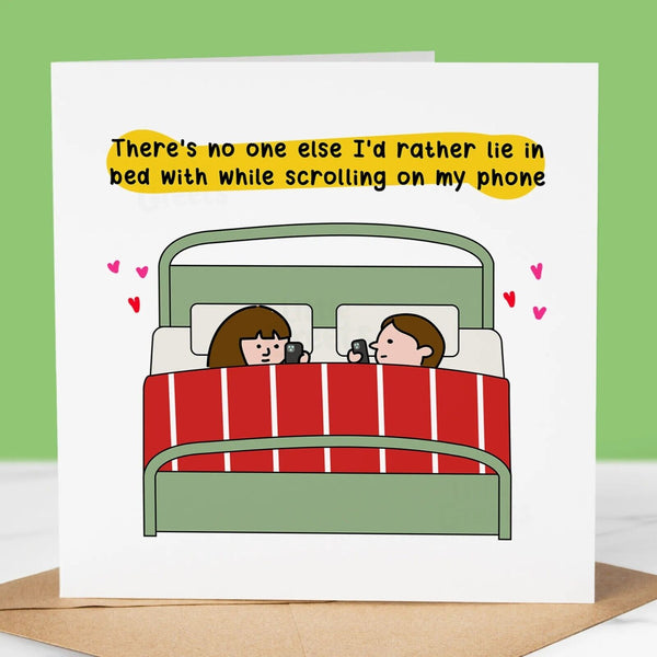 Funny Birthday Card, Lie in bed, for Boyfriend, Girlfriend, Finace, Wife