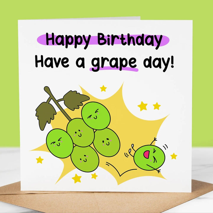Funny Birthday Card, Have A Grape Day, Pet Birthday Greeting for him/her