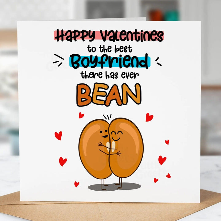 Funny Valentines Day Card, Best Boyfriend Bean, Pun Card, For Him, Greeting Card