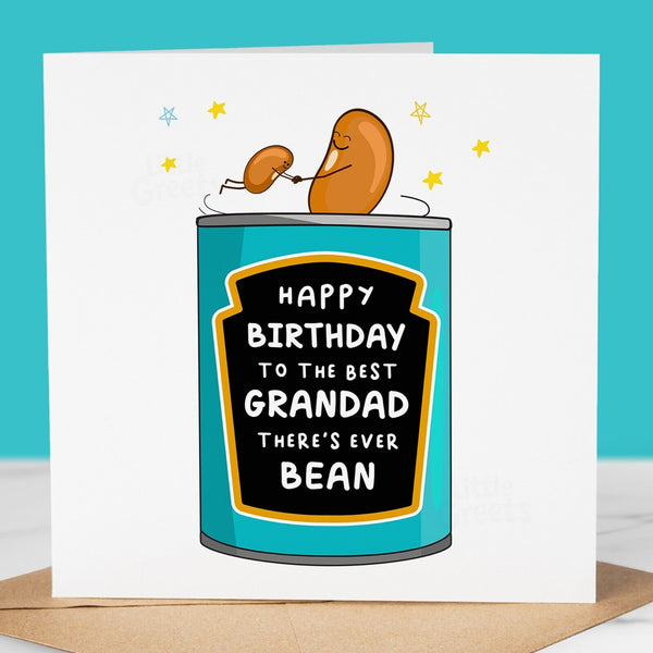 Funny Birthday Card, best GRANDAD theres ever bean, pun card for GRANDAD