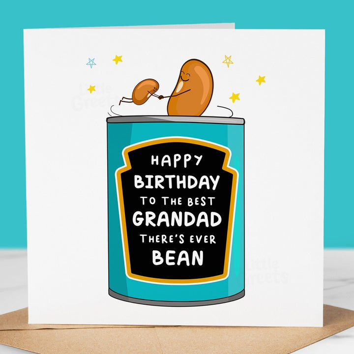 Funny Birthday Card, best GRANDAD theres ever bean, pun card for GRANDAD