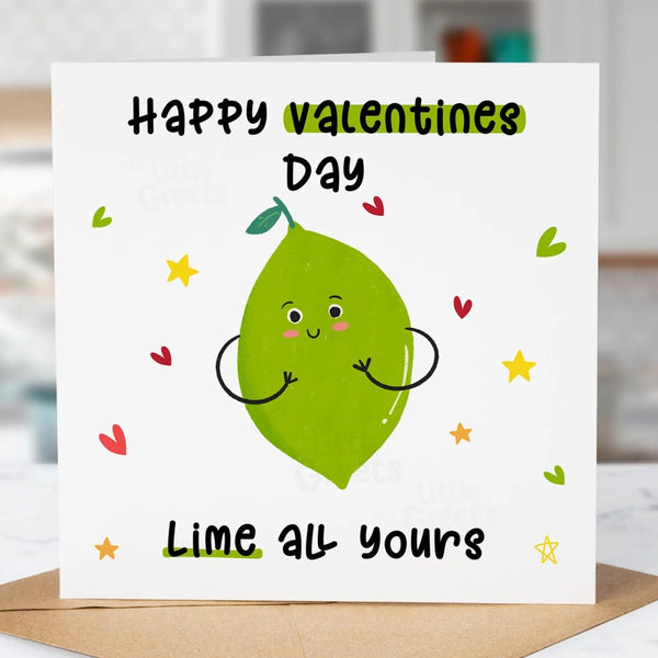 Funny Valentines Day Card, Lime All Yours, Fun Card, Boyfriend, Husband, Girl
