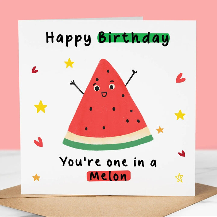 Funny Birthday Card, One in a melon, for boyfriend, girlfriend Happy Birthday