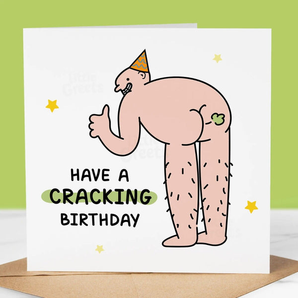 Rude Funny Birthday Card, Cracking Birthday, for Dad, Brother, Friend, Grandad