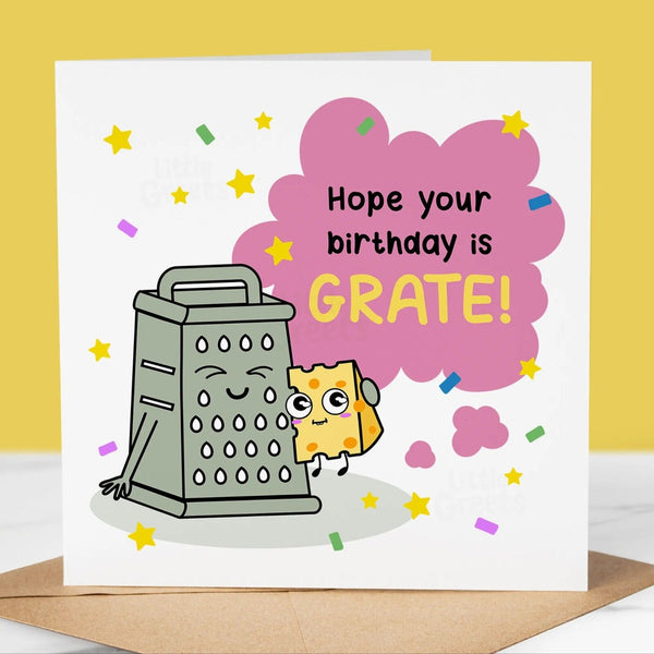 Funny Birthday Card, Hope Your Birthday Is Grate, Fun Birthday Greeting