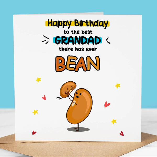 Funny Birthday Card, Best Grandad there's ever Bean, Fun Birthday Greeting