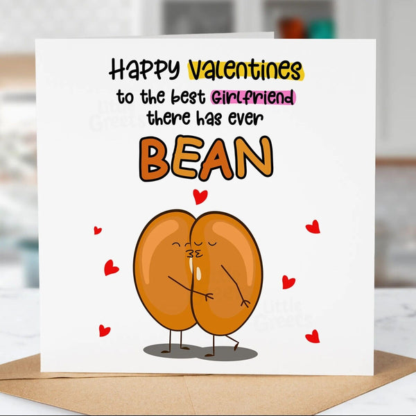Funny Valentines Day Card, Best Girlfriend there has ever Bean, For Her, Kissing