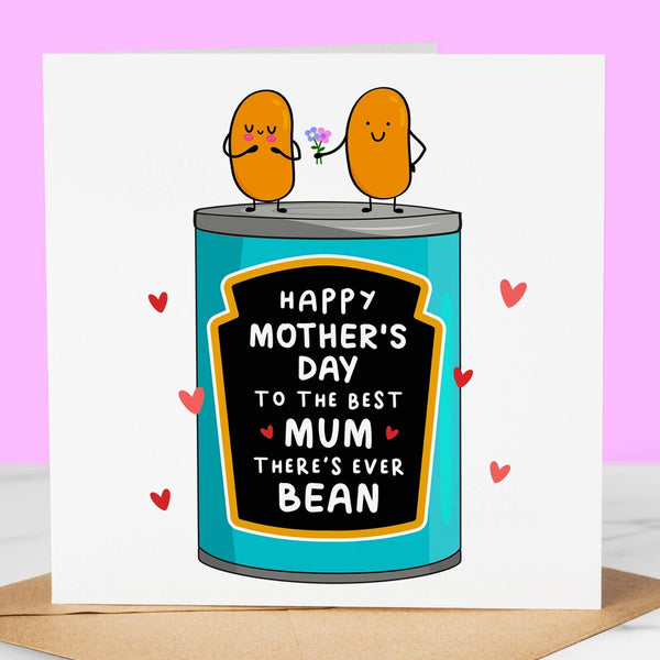 Funny Mothers Day Card, best mum, Bean pun Mother's Day Card for mum