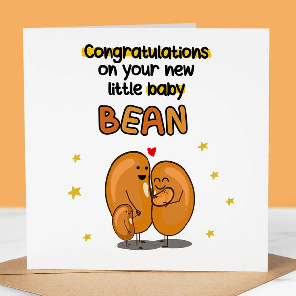 Funny New Baby Card, New Little Bean 4, Congratulation on your pregnancy card