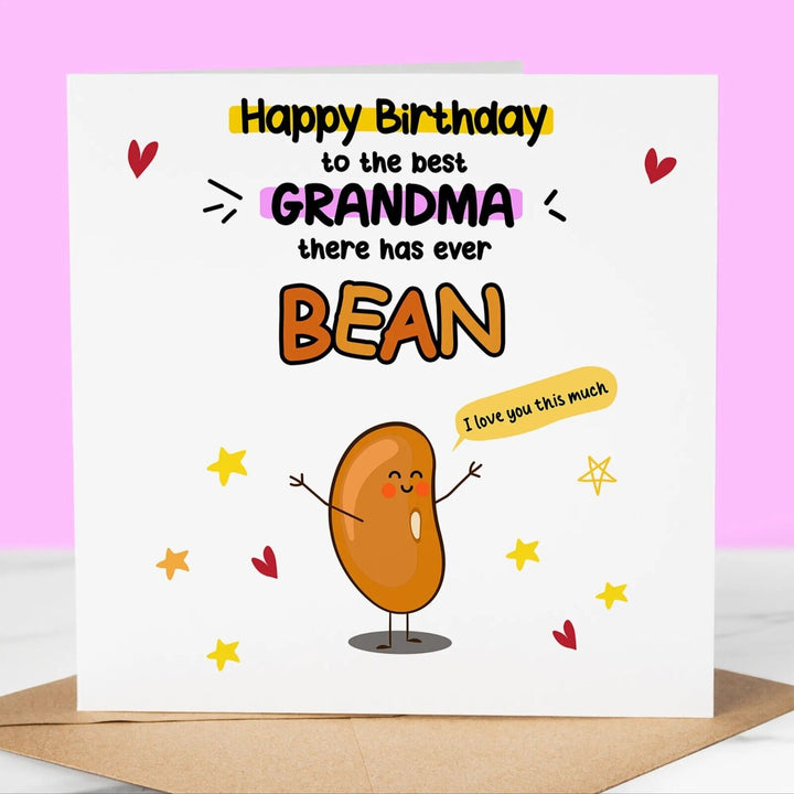 Best Grandma there's ever Bean, Funny Birthday Card, Fun Birthday Greeting