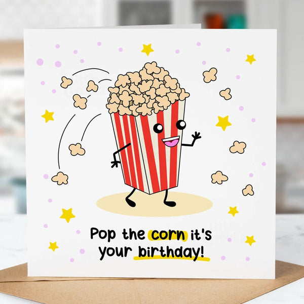 Funny Birthday Card, Pop the corn, For Boyfriend, Cousin, Friend, Girlfriend