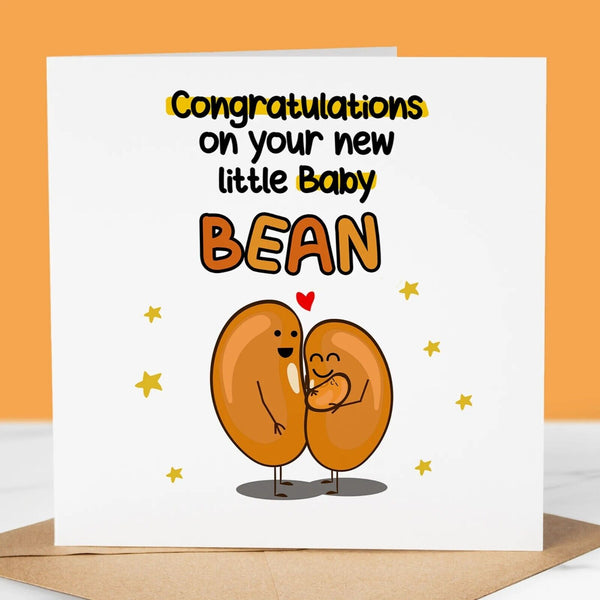 Funny New Baby Card, New Little Bean, Congratulation on your pregnancy card