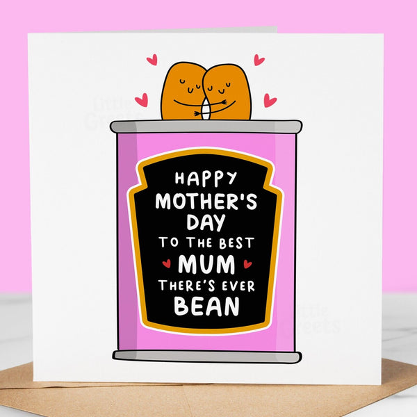 Funny Mothers Day Card, best mum bean, Cute Mother's Day Card for mum