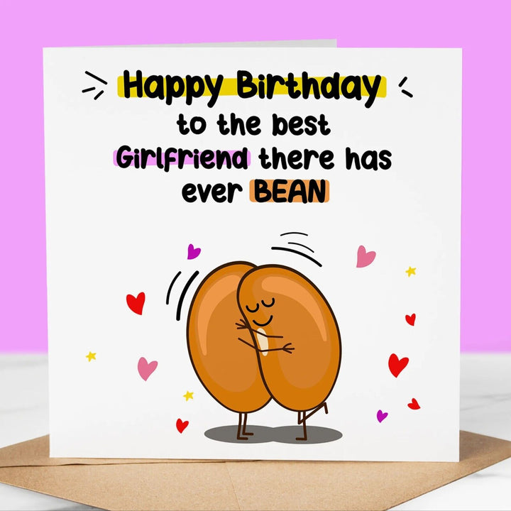 Best Wife Girlfriend ever Bean 6, Funny Birthday Card, Fun Birthday Greeting