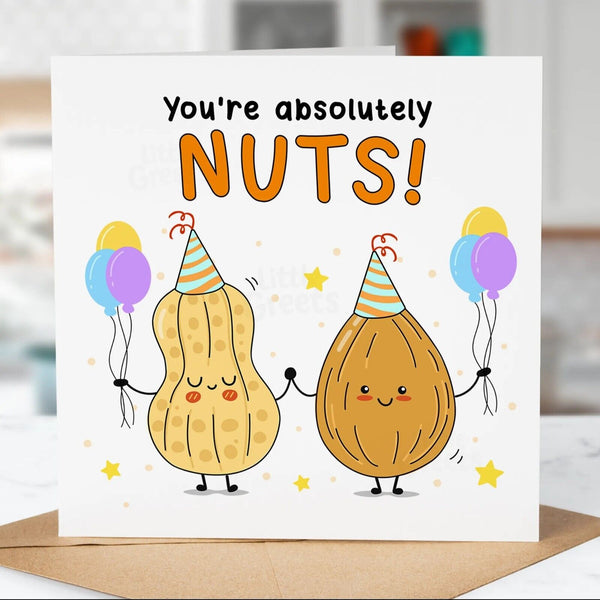 Funny Birthday Card, Absolutely Nuts, Nephew, Boyfriend, Dad, Friend, Cousin