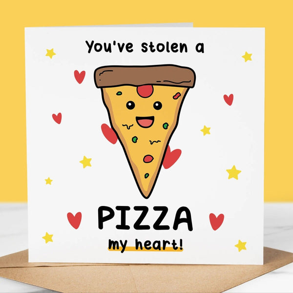 Funny Birthday Card, Stolen a Pizza my heart, Fun Birthday Greeting for him/her