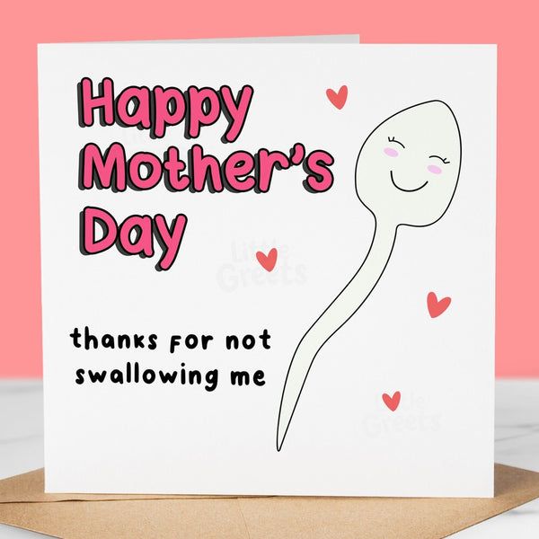 Funny Mothers Day Card, not swallowing me, Quirky Cute Greeting Card for mum