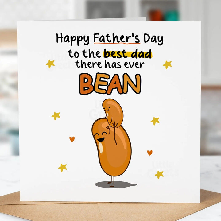 Funny Fathers Day Card, Best Dad there's bean, Quirky Cute Greeting Card, Fun