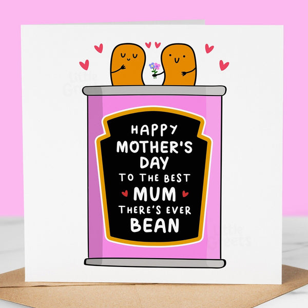 Funny Mothers Day Card, best mum bean flowers 2, Cute Mother's Day Card for mum