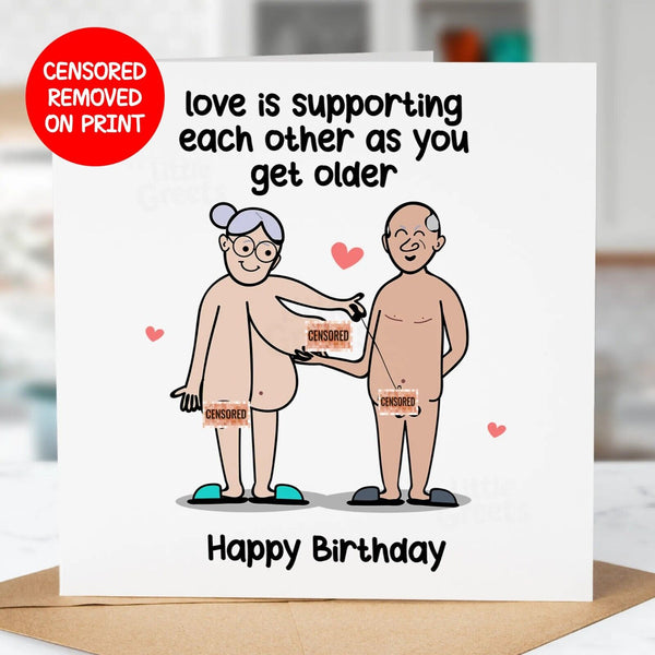 Funny Rude Birthday Card, Supporting Each other, Husband, Wife, Boyfriend, Girl