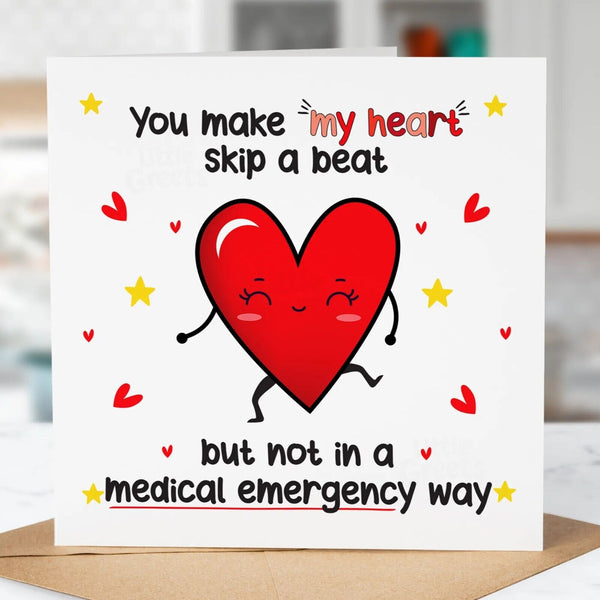 Funny Valentines Day Card, Heart skip, For Boyfriend, Girlfriend, Wife, Husband