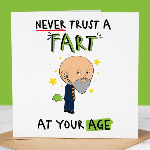 Funny Birthday Card, NEVER TRUST A FART, funny card for boyfriend, husband, dad