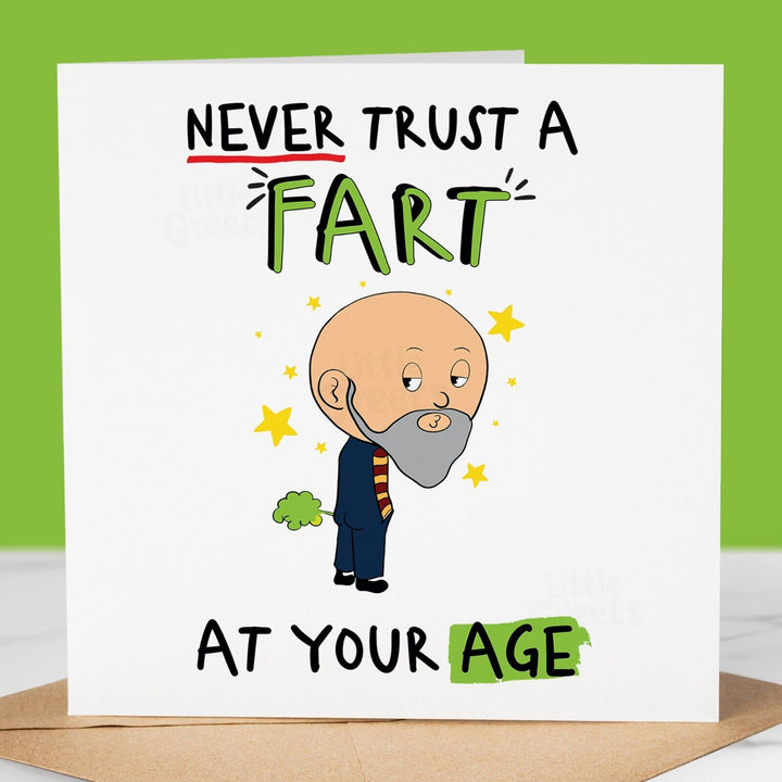 Funny Birthday Card, NEVER TRUST A FART, funny card for boyfriend, husband, dad