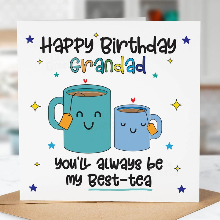 Funny Birthday Card, Best-Tea, Pun card, Fun for Grandad Bestie, Cute