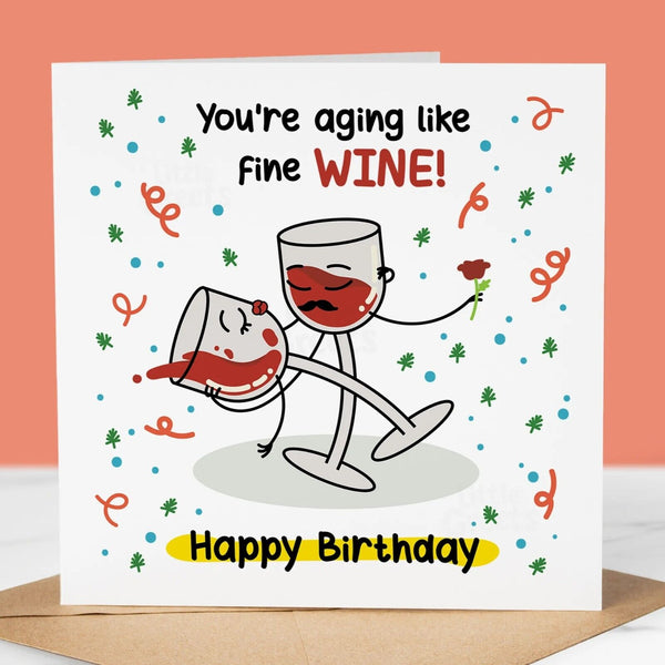 Funny Birthday Card, Aging like fine Wine, Fun Birthday Greeting, Husband