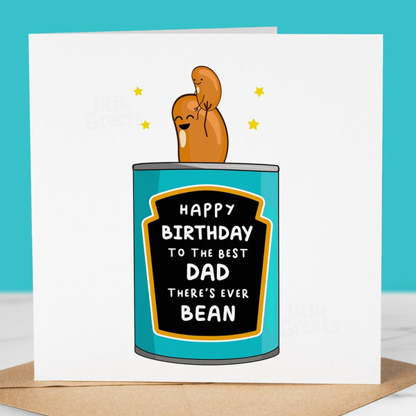 Funny Birthday Card, best DAD theres ever bean, pun card for DAD